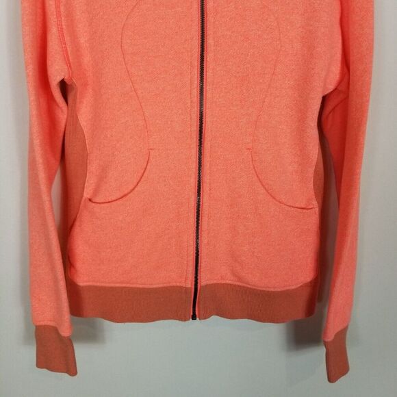 Lululemon Women On The Daily Hoodie Zip Up Jacket Sz 6 Grapefruit Orange - Picture 3 of 5